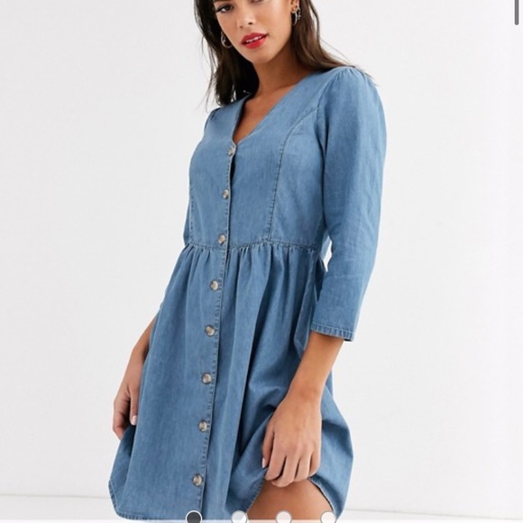 ASOS Dresses & Skirts - NWT Asos denim button down 3/4 sleeve dress size 4